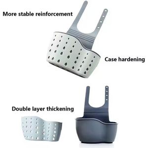 Modern Home Storage Drain Basket Bag Hanging Adjustable Strap Faucet <b>Kitchen</b> Sink <b>Sponge</b> Silicone Plastic Soap <b>Holder</b> - Product Image 3