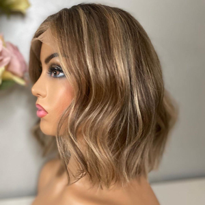 วิกผมลอนสั้นวิกผมลอนแบบไม่ใช้กาววิกผมด้านหน้าสีบลอนด์แอชผมคนบราซิล - Product Image 4