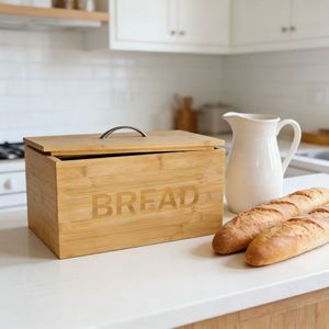 กล่องขนมปังไม้ไผ่พร้อมฝาปิด ตู้เก็บของในครัวทันสมัย ดีไซน์ทนทาน - Product Image 1