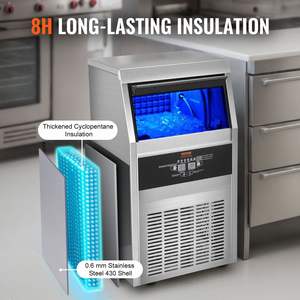 Machine à glaçons commerciale à affichage numérique 90lbs/24H LED 45 glaçons 12-15 minutes armoire autoportante 24lbs stockage - Product Image 5