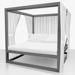 Outdoor patio garden sets sunbed daybed furniture Aluminium sun lounge canopy double chaise