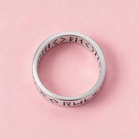 Anneau de doigt en acier inoxydable creux avec runes vikings nordiques pour homme, 6 mm, lettre nordique, métal, rock, bijoux de mariage