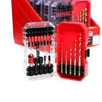 TOOLJOY Ensemble de 18 embouts de perçage et de tournevis mixtes en acier S2 HSS titane avec anneau magnétique pour la réparation à domicile et le bricolage
