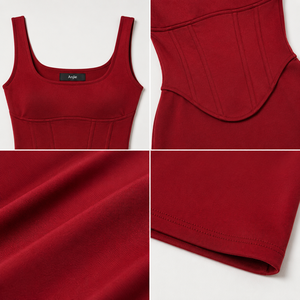 Anjie OEM ODM Abito Lungo Corsetto Rosso da Donna Senza Maniche Bodycon con Etichetta Privata, Bustier con Stecche, Abito da Sera, Vendita all'Ingrosso - Product Image 2