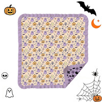 Couverture bébé en viscose de bambou double couche imprimée citrouille d'Halloween 40*40 pouces personnalisée Babylovey pour l'emmaillotage