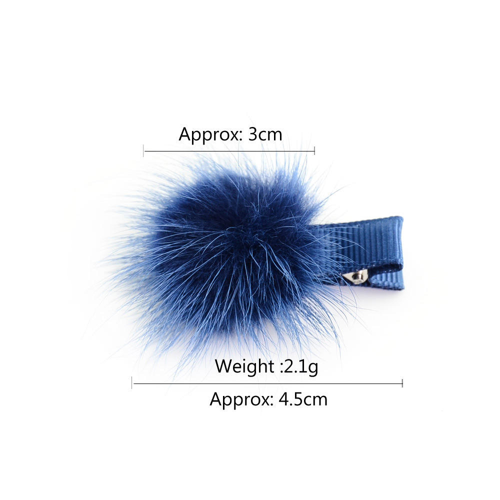 Mini Solid Fur Pompom Ball Girls Small Lovely Hairclip Kids Hairpins Hair Accessories Pom Hairball Clips