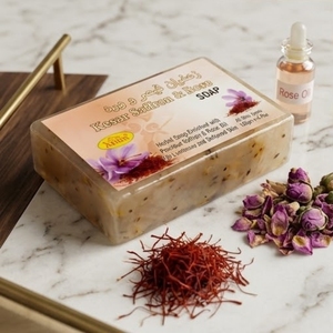 Afrin Kesar Saffron and <b>Rose</b> Herbal <b>Soap</b> Natural Skin Brightening Luxury Bar Enriched with Pure Oils Luminous Glow - Product Image 5