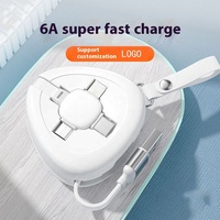 Câble de chargement rétractable 3 en 1 Câble multi-USB Cordon de chargement rapide Android Type C Câble de données extensible pour téléphone portable