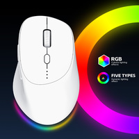 Mouse Nirkabel Tri-Mode 2.4G BT 6D Flat Backlit untuk Tangan Kanan, Cocok untuk Laptop, Desktop, dan Macbook
