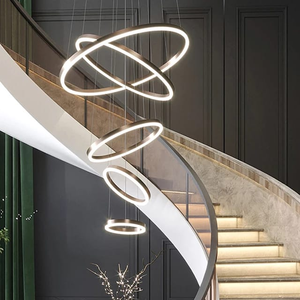 ECOJAS-lámpara colgante de anillo comercial, luz colgante redonda de 95-277V, LED moderno, artes <span class=keywords><strong>y</strong></span> artesanías personalizadas, aluminio, 80-120ra, PMMA - Product Image 1