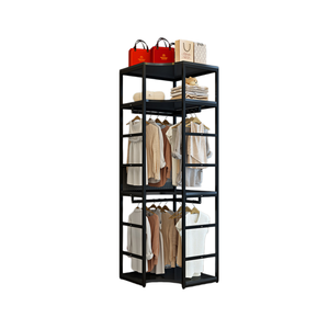 [Version haute] Porte-vêtements métallique, Étagère de rangement ouverte, Étagère à assembler, Étagère sur pied, Porte-manteau d'angle - Product Image 5