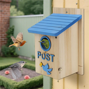 بيت حيوانات أليفة خشبي أزرق متعدد الوظائف وعصري بسعر المصنع مع فتحة دخول للزينة الخارجية - Product Image 4