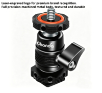 Mini rotule de fixation à griffe froide 88171 en alliage d'aluminium, réglable 135°, vis 1/4'', usinée CNC, logo OEM gravé au laser, haute qualité, vente en gros