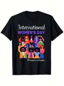 T-shirt per la Giornata internazionale della donna, 100% cotone, girocollo, manica corta, unisex, casual, con stampa, per donne, uomini, famiglia, amici - Product Image 1