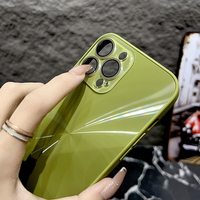 Pelindung Lensa Kaca Kristal Baru untuk iPhone 15 14 13 11 Pro Max Casing Ponsel Baru Tekstur Aurora Laser Anti Benturan Hard Back Cover