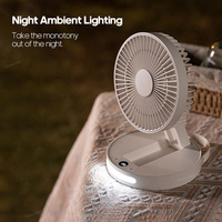 Ventilateur pliable portable pour les sorties en plein air, 3600 mAh, ventilateur de bureau USB, ventilateur suspendu rétractable