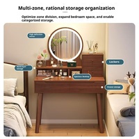 Coiffeuse moderne avec miroir LED, tabouret, tiroirs, table de maquillage, pieds pour chambre à coucher, mobilier de boudoir, rangement et organisation