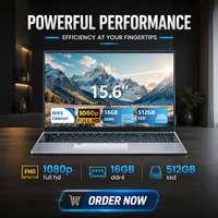 Computer Portatile da 15.6 Pollici FHD 1080P con SSD da 512GB, Notebook per Ufficio, Affari e Studenti
