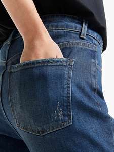 Colección de invierno 2021, pantalones vaqueros ajustados con cremallera alta azul para mujer, pantalones vaqueros con botones sólidos de talla grande, opción informal de diseño largo - Product Image 4