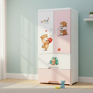 Gran oferta, venta al por mayor, cajón de 3 capas, dos puertas abiertas, colgantes o compartimentos + <span class=keywords><strong>cajones</strong></span> de 2 capas, Material PP <span class=keywords><strong>para</strong></span> almacenamiento de ropa <span class=keywords><strong>para</strong></span> niños - Product Image 3