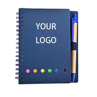 Cuaderno Espiral con Logotipo Personalizado y Bolígrafo, Bloc de Notas de Papel Kraft A6, Libreta de Notas Adhesivas Portátil para Oficina, Escuela y Promociones