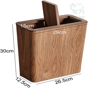 Cubo de Basura de Lujo para Cocina, Oficina, Hogar, Reciclaje, Organizador de Basura, Cubo de Basura de Madera de Nogal con Tapa Reversible - Product Image 2