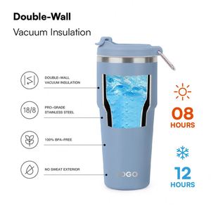 Gobelet isotherme portable en acier inoxydable avec logo personnalisé, paille rabattable, 25 oz, double paroi, isolation sous vide, maintien thermique 24-36 heures, sans BPA - Product Image 2