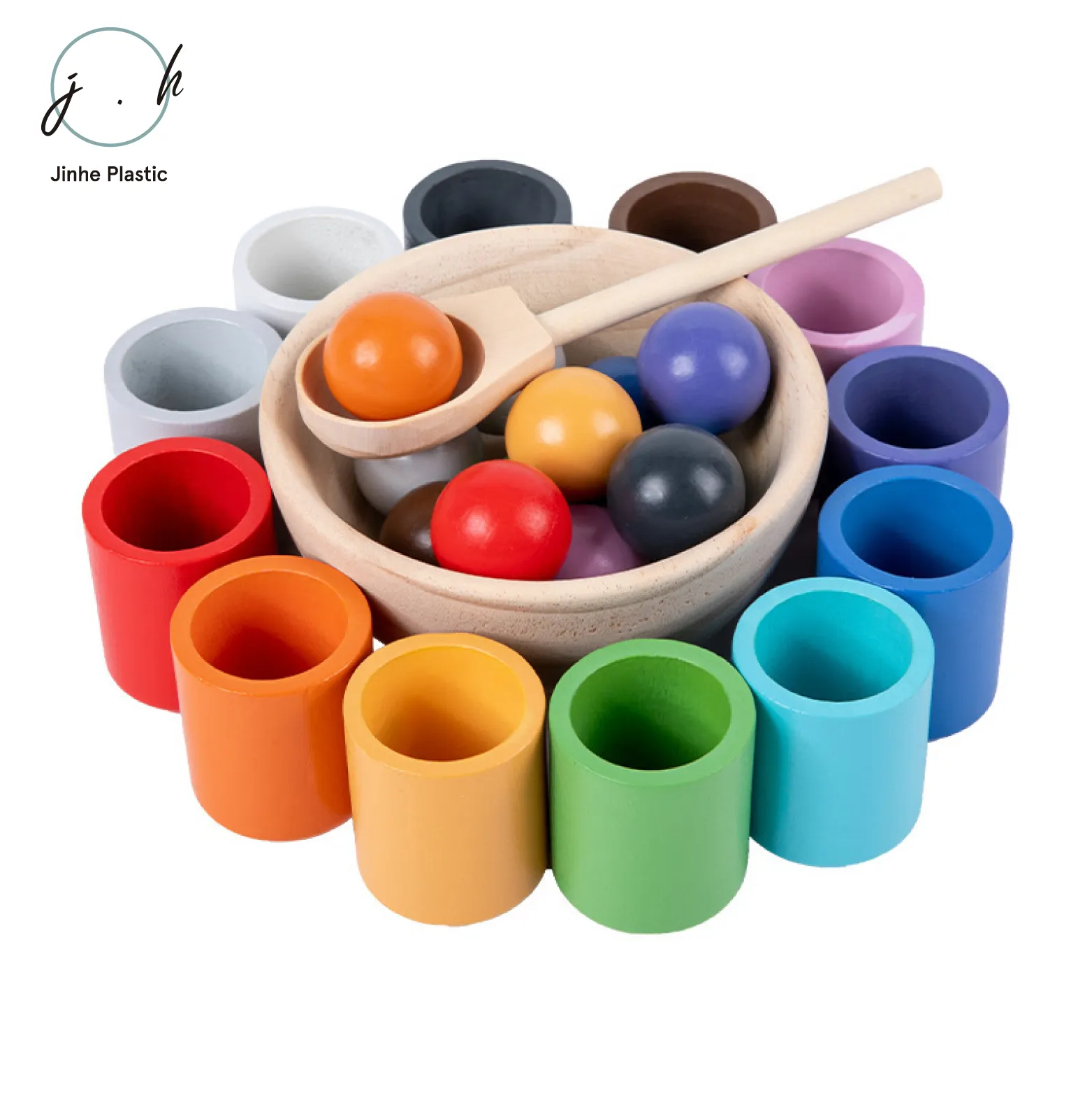 Palline e tazze di legno ordinamento dei colori giocattoli Montessori Set di giocattoli educativi in legno