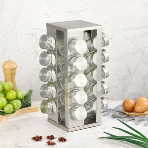 Organizador de cocina de acero inoxidable SYH1183, cajón de Metal, tarro de especias giratorio de madera, estante de almacenamiento de condimentos, diseño de uso de gabinete - Product Image 6