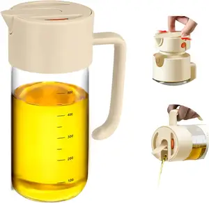 Utensílio de cozinha, garrafa de vinagre e azeite de vidro transparente com dispensador de óleo