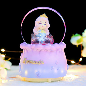 Caja de música con forma de bola de cristal de princesa sirena, estilo INS, creativa, con diseño de sirena del océano, regalo de cumpleaños para niñas. - Product Image 1