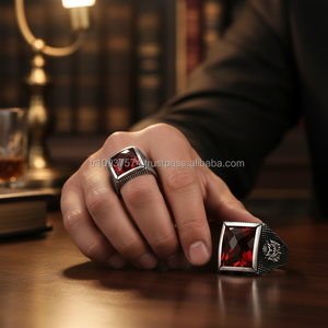 925K Sterling <b>Silver</b> Huge Red Stone <b>Men</b> <b>Ring</b> - Product Image 3