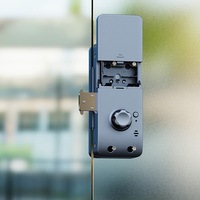 Serrure de porte en verre sans cadre TTlock sans perçage avec empreinte digitale, mot de passe et carte-clé
