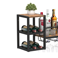 Support de casier à vin mural marron présentoir de stockage de vin noir meubles de maison avec verre métal fer moderne pour bar à la maison