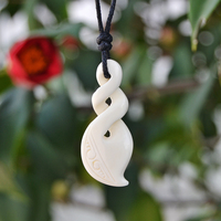 Collier pendentif infini en os de yak torsadé sculpté à la main, bijoux de surf GX010, style tribal maori néo-zélandais, avec corde, cadeau pour femmes et hommes