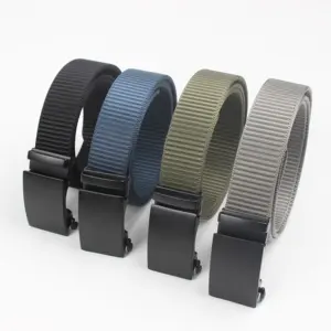 Wholesale Quick Release Matte Black Automatic Buckle Custom Logo Durable Nylon Men Golf Casual Ratchet Belt