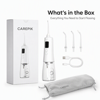 Hydropulseur dentaire Carepik à impulsions haute fréquence, étanche IPX7, pression 70-120 psi, réservoir 300 ml, rechargeable, sans fil, pour usage domestique