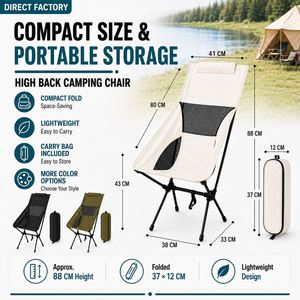 Outdoor Art-Style Space-Back Folding <b>Stool</b> Portable Camping & Balcony Fishing Recliner With Oxford Cloth Moon Chair - Product Image 1