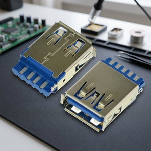 อะแดปเตอร์เชื่อมต่อ USB 3.0 ความเร็วสูง แบบตัวเมีย ยี่ห้อ Ariba Technology สำหรับบัดกรี ตัวเชื่อมต่อแบบตั้งตรง  หน้าสัมผัสเคลือบดีบุก  ตัวเรือน PBT  มาตรฐาน UL94V-0 ป้องกันไฟลุก - Product Image 2