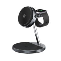 Station de charge sans fil magnétique 4 en 1 Qi2.2 25W avec ventilateur de refroidissement pour Galaxy iPhone IWatch écouteurs