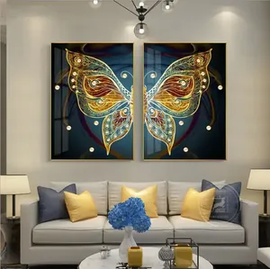 Tùy chỉnh chất lượng cao 2 Tấm Bướm động vật trừu tượng tinh thể sứ dầu trên vải cho bức tranh trang trí tường nghệ thuật - Product Image 5