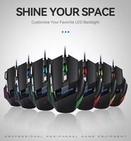 Souris de jeu 7D, design ergonomique, souris filaire de jeu, 2400 DPI, rétroéclairée, optique, pour droitier, pour joueur