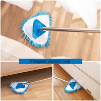 Serpillère triangulaire en microfibre pliable télescopique en acier rotative pour nettoyer les murs, design triangulaire multifonctionnel