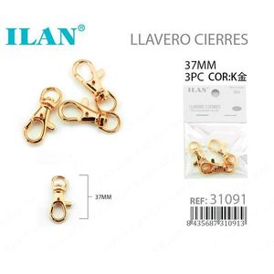 Portachiavi ILAN con Moschettone 37mm Oro K Confezione da 3 Pezzi - Product Image 1