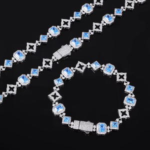 Geometric Blue <b>Gemstone</b> <b>Bracelet</b> Female Zircon Jewelry Hip-hop Accessories Custom Tanjing Fashion Lijing Necklace - Product Image 2