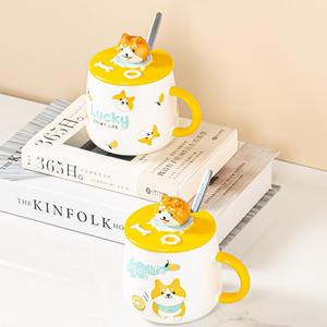 Taza de agua de cerámica con tapa para niña, vaso de cerámica con diseño de cachorro, superbonito, novedad, gran oferta - Product Image 5