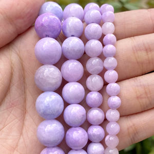 AsVrai U pierre naturelle violet clair angélite Jades entretoise ronde perles en vrac pour la fabrication de bijoux Bracelets accessoires - Product Image 2