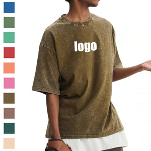 Camiseta personalizada con logo vintage, lavada al ácido, 100% algodón, impresión negra, camisetas premium para hombre, camisetas lisas al por mayor para hombre - Product Image 2