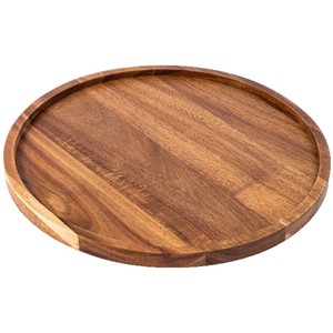 Acacia Wood <b>Tray</b> Round Solid Wood Serving <b>Tray</b> For Home Kitchen Breakfast Cake <b>Snack</b> Dish 35cm Polished Finish Durable - Product Image 3