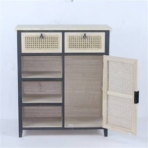 Lemari Kayu Rotan Hitam Modern Ruang Tamu dengan <span class=keywords><strong>2</strong></span> Laci Aksen Dada - Product Image 2